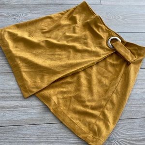 Mustard Suede Mini Skirt